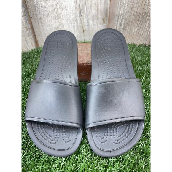 CROCS Black Slides Women's 8 - Picture 3 of 6